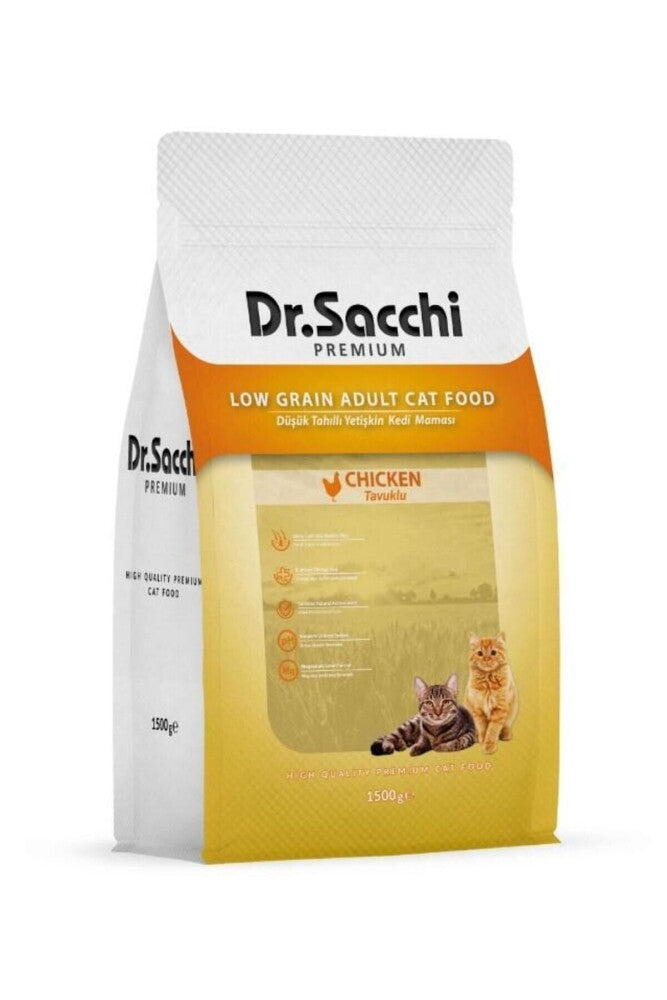 Dr. Sacchi Premium Düşük Tahıllı Tavuklu Yetişkin Kedi Maması 1.5 KG | SRC: Barcode: 8690286592409